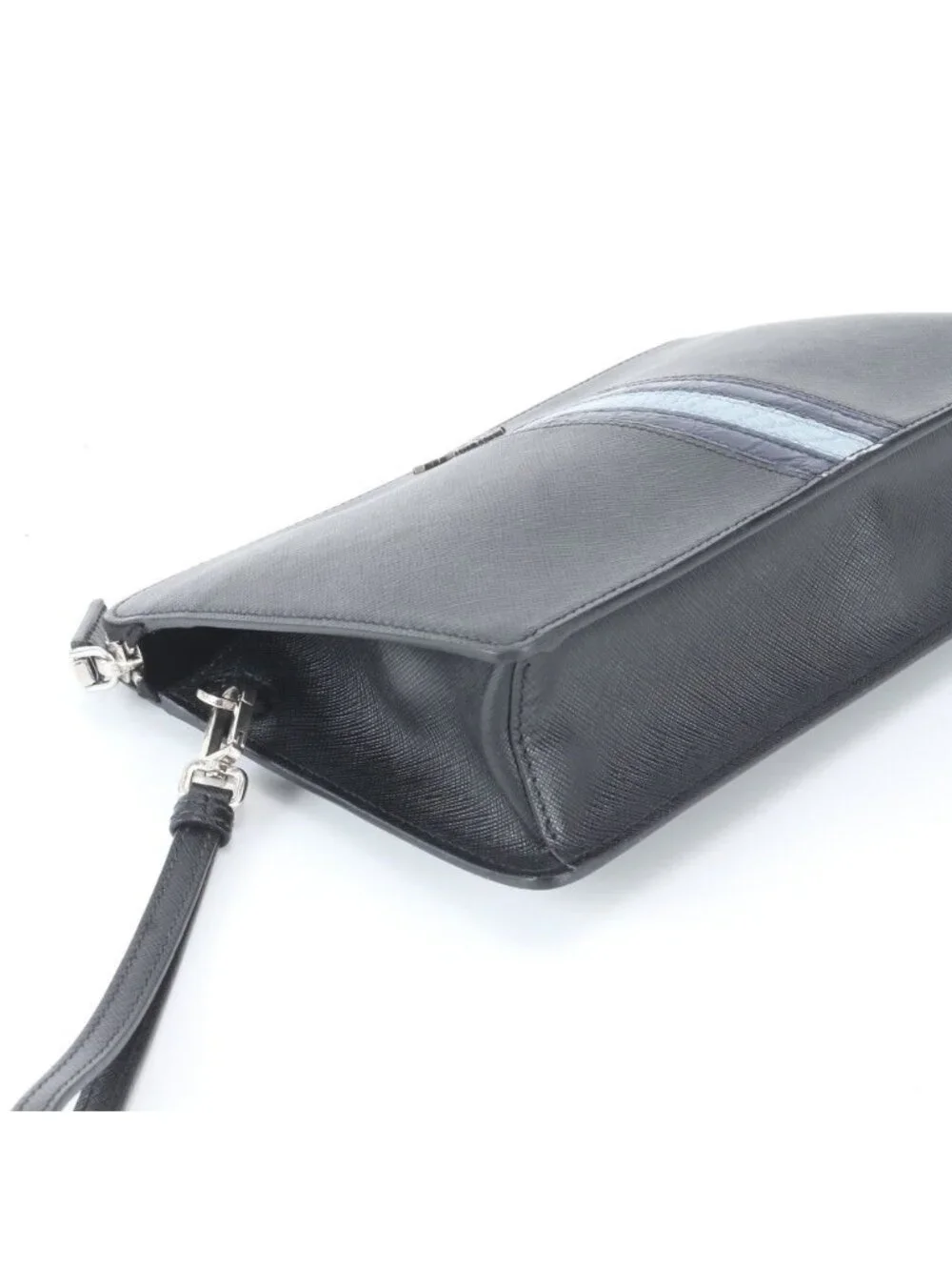 Prada Included Saffiano Leather Clutch Pouch Black